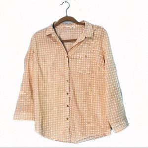 Hester and Orchard Orange Geometric Button Up Top